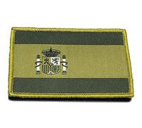 Parche Táctico Bordado Bandera España Adhesivo con Velkro - Parche Verde Militar para Chaleco Airsoft - Parche Bandera España - Airsoft Parches para Mochilas Militares - 75 x 50 mm