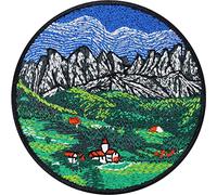 Parche termoadhesivo Alpes con paisaje montañoso y amor por la montaña - Pegatina para el club alpino, imagen para planchar en jeans en defensa de la naturaleza - 80x80 mm