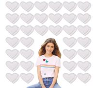 Parche termoadhesivo con forma de corazón, 50 unidades, para coser o planchar, para ropa, pantalones, sombreros, vaqueros (blanco)