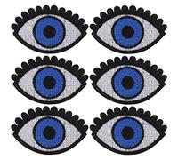 Parche Termoadhesivo con Ojos Grandes, 6 Unidades, Algodón, Colores Brillantes, 5.5x3.6cm - Fácil Plancha, Duradero, Personaliza Ropa y Accesorios
