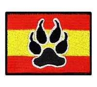 Parche termoadhesivo de la bandera de España con K9 bordado | Parche K9 para perros policía | Insignia para planchar con huellas de perro | Aplicación para collar/correa | 70x50 mm