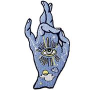 Parche termoadhesivo para la ropa, diseño de Buena suerte te amo signo de mano y todos los ojos que ven
