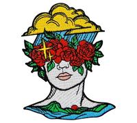 Parche termoadhesivo para la ropa, diseño de La gota de lluvia en las rosas de la mujer