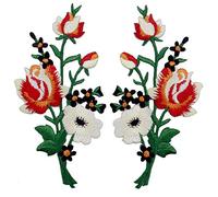 Parche termoadhesivo para la ropa, diseño de Ramo De Flores Boho, rojo blanco