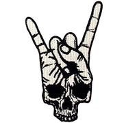 Parche termoadhesivo para la ropa, diseño de Rock and Roll Cráneo Símbolo de la mano Signo de dedo