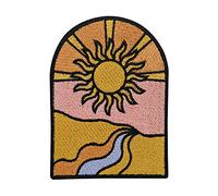 Parche termoadhesivo retro de The Path of the Sun, parches vintage para planchar, parche bordado de sol naciente, parche planchable de la vieja escuela, insignias hippie Finally Home