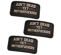 Parche vintage de gancho y bucle "Ain't Dead Yet", parche táctico retro de moral, parches bordados modernos y prácticos, ideal para mochilas, chaquetas, chalecos y accesorios de exterior. (Black 3pcs)