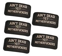 Parche vintage de gancho y bucle "Ain't Dead Yet", parche táctico retro de moral, parches bordados modernos y prácticos, ideal para mochilas, chaquetas, chalecos y accesorios de exterior. (Black 5pcs)