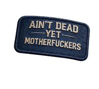 Parche vintage de gancho y bucle "Ain't Dead Yet", parche táctico retro de moral, parches bordados modernos y prácticos, ideal para mochilas, chaquetas, chalecos y accesorios de exterior. (Blue 1pc)