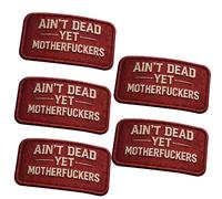 Parche vintage de gancho y bucle "Ain't Dead Yet", parche táctico retro de moral, parches bordados modernos y prácticos, ideal para mochilas, chaquetas, chalecos y accesorios de exterior. (Red 5pcs)
