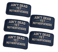 Parche vintage de gancho y bucle "Ain't Dead Yet", parche táctico retro de moral, parches bordados modernos y prácticos, ideal para mochilas, chaquetas, chalecos y accesorios de exterior. (Blue 5pcs)