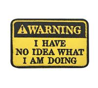 Parches amarillos con texto en inglés "Warning I Have No Idea What I Am Doing" Divertido Parche Militar Bordado Táctico Parche Bordado para Ropa Mochila Chaquetas Arnés Militar 1 Pieza