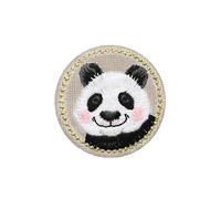 Parches Bordado 3 piezas lindo gato Panda conejo parche hierro emblema bordado 4,3 * 4, CM(Round Panda)