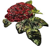 Parches Bordado Parche de flor rosa 22CM x 18CM, pegatina lentejuelas, parches for coser for ropa, apliques bordados, accesorios DIY(Right Side)