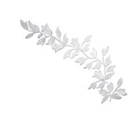 Parches Bordados 2 uds 25X6m apliques de hoja parche bordado for ropa pegatina tela for planchar artesanía reparación costura(White)