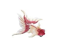 Parches bordados 2 uds pegatinas for coser peces for apliques de ropa accesorios DIY, parches bordados for para Bricolaje(Red left side A)