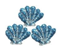 Parches bordados 6 uds. Parches bordados de lentejuelas caballito mar sirena concha, pequeños y lindos parches for planchar for bolsas ropa, accesorios DIY para Bricolaje(6pcs blue)