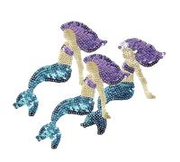Parches bordados 6 uds. Parches bordados de lentejuelas caballito mar sirena concha, pequeños y lindos parches for planchar for bolsas ropa, accesorios DIY para Bricolaje(6pcs mermaid)