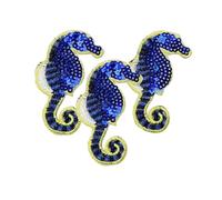 Parches bordados 6 uds. Parches bordados de lentejuelas caballito mar sirena concha, pequeños y lindos parches for planchar for bolsas ropa, accesorios DIY para Bricolaje(6pcs seahorse)