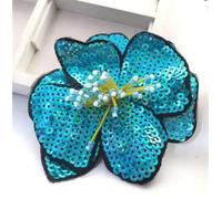 Parches Bordados Apliques brillantes bordados con flores de lentejuelas grandes hechos a mano, accesorios parche for coser ropa moda, 2 uds(Lake Blue)