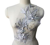 Parches Bordados, Apliques de encaje con borlas de flores 3D for vestido, adornos, cuello bordado, parche de malla for coser