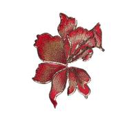 Parches bordados con tiras de flores, 2 uds., 19cm x 14cm, Parches de Organza con lentejuelas for adhesivo for ropa, apliques for coser(Red)