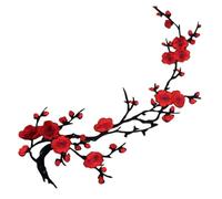 Parches Bordados De Flores 1 pieza de aplique flor ciruelo for ropa, parche bordado, adhesivo tela for planchar o coser, artesanal, costura, reparación bordada(Red)