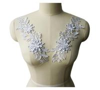 Parches Bordados De Flores 2 apliques de tela con flores 3D for cuello vestido bordado, parches for coser for decoración boda, DIY(Light grey)