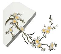 Parches Bordados De Flores 2 piezas de apliques flor ciruelo for ropa, parche bordado, adhesivo tela for planchar, for manualidades, costura, reparación bordada(Color 1)