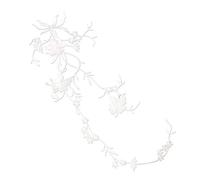 Parches Bordados De Flores Parche termoadhesivo con diseño floral de 51 x 17 cm, bordado flores pensamiento, for planchar, for ropa y vestidos(WHITE)