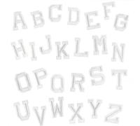 Parches bordados decorativos, 26 parches bordados multicolores del alfabeto AZ for ropa DIY(NO.6 White)