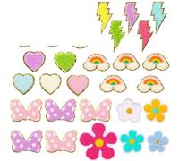 Parches bordados decorativos, Parches bordados termoadhesivos multicolores, 60 unidades, for coser y accesorios de ropa.(30Pcs Colorful)