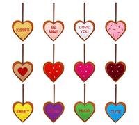 Parches bordados en forma de corazón con diseño de corazones de conversación, apliques de tela termoadhesivos para decoración de ropa, 7,9 cm x 18,5 cm, 12 unidades, estilo cordón