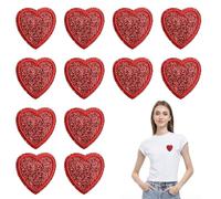 Parches bordados en forma de corazón rojo para planchar, parches bordados en forma de corazón, para planchar, para ropa, chaquetas, mochilas, vaqueros, sombreros, bolsas (12 unidades)