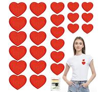 Parches bordados en forma de corazón rojo para planchar, parches bordados en forma de corazón, para planchar, para ropa, chaquetas, mochilas, vaqueros, sombreros, bolsas (24 unidades)