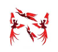 Parches bordados Juego de 2/8 Uds. De pegatinas bordadas animales, apliques pájaros for coser abrigos, transferencias artesanales Diy for parches reparación ropa, tela for prendas para Bricolaje(Red)