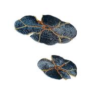 Parches bordados para planchar, Paquete de 5 apliques bordados multicolor con forma de flor de loto china for coser o planchar.(Dark Blue 2x3.5cm)