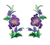 Parches bordados para reparaciones, Flowers Leaves Roses Embroidered Patches 2 Pcs Multicolor Sew Iron On For Clothes DIY(Purple)