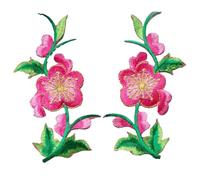 Parches bordados para reparaciones, Flowers Leaves Roses Embroidered Patches 2 Pcs Multicolor Sew Iron On For Clothes DIY(Rose Red)