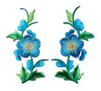 Parches bordados para reparaciones, Flowers Leaves Roses Embroidered Patches 2 Pcs Multicolor Sew Iron On For Clothes DIY(Blue)
