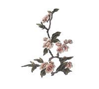 Parches Bordados Parche bordado de flores grandes for coser ropa, abrigo, vestido, accesorio artesanal, apliques florales de flor de ciruelo, decoración de telas(Middle)