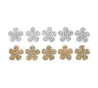 Parches con apliques de diamantes de imitación, forma de flor de plata amarilla, parches bordados hechos a mano para vestidos, sombreros, bolsos y accesorios de ropa, 10 Uds., 5,5
