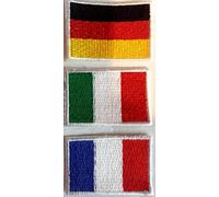 Parches con bandera italiana de Francia y Alemania, termoadhesivos, parche de tela vaquera, parche termoadhesivo, 3 unidades cada 3 x 4,5 cm