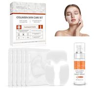 Parches de Colágeno Coreano, 5 Piezas High Purity Collagen Film+50ml Mist Kit, Mascarilla De Colágeno Facial, Highprime Collagen Film, Anti-Aging Face Masks, Eliminar Arrugas y Tensar la Piel