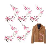 Parches de flores - 5 piezas vibrantes adhesivas, parches de flores | Blossom Patches Backpack 5 Pieces Vibrant No Sewing Adhesive Flower Embroidery Clothing Patches Denim Jacket T-Shirt
