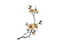Parches de flores bordados Parche termoadhesivo de flor ciruelo for ropa, bordado con flores, for planchar, for vestidos y(Brown-02)