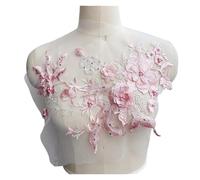 Parches de flores bordados Parches bordados 3D for coser en ropa, parches de encaje floral for bodas, fiestas, vestidos novia, apliques tela, reparación DIY(Pink)