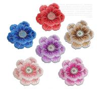 Parches de flores de reparación bordados, 6 uds., 7,4 cm x 7cm, bolsa, chaqueta, Jeans, parches suaves for coser, adhesivo for ropa DIY(6 Colors)