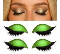 Parches De Pestañas Y Sombra De Ojos Lazy Eye Shadow, Pegatinas De Maquillaje Para Ojos Reutilizables 2 En 1 Con Pestañas Postizas Y Sombra, Pestañas Postizas Naturales Para Mujer (Verde)