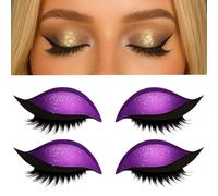 Parches De Pestañas Y Sombra De Ojos Lazy Eye Shadow, Pegatinas De Maquillaje Para Ojos Reutilizables 2 En 1 Con Pestañas Postizas Y Sombra, Pestañas Postizas Naturales Para Mujer (Morado)